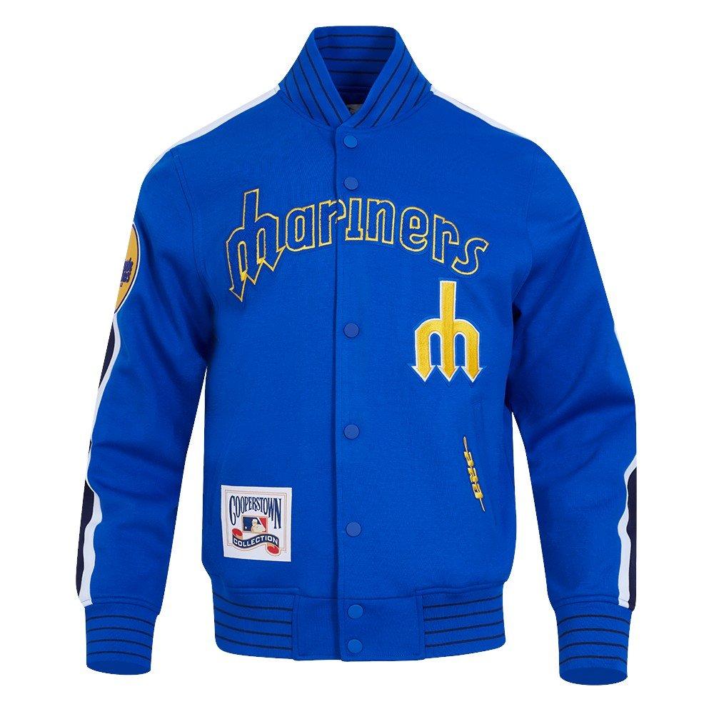 Pro Standard Men's MLB Seattle Mariners Cooperstown Logo Pro Game Day Double Knit Jacket - ROYAL/WHITE